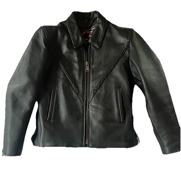 Zony Inc Black Leather Biker Motorcycle Moto Jacket Lining Women's Small - Picture 12 of 12